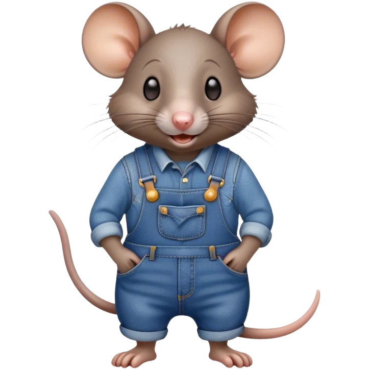 rat wearing overalls standing and talking emoji