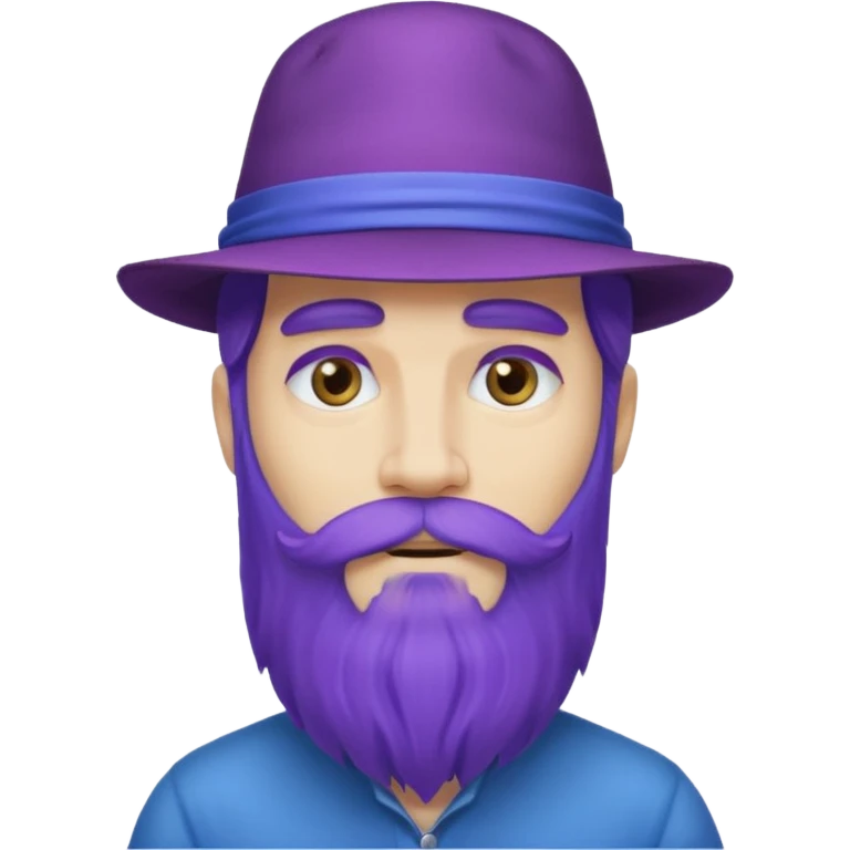 purple bearded, blue very long haired man with hat emoji