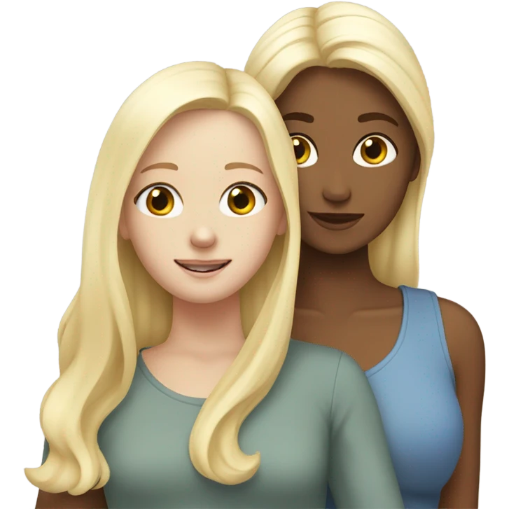 The white blonde woman hugs the white brown haired girl emoji