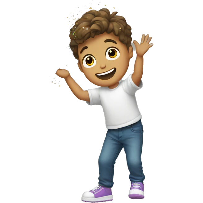 boy throwing rainbow glitter emoji