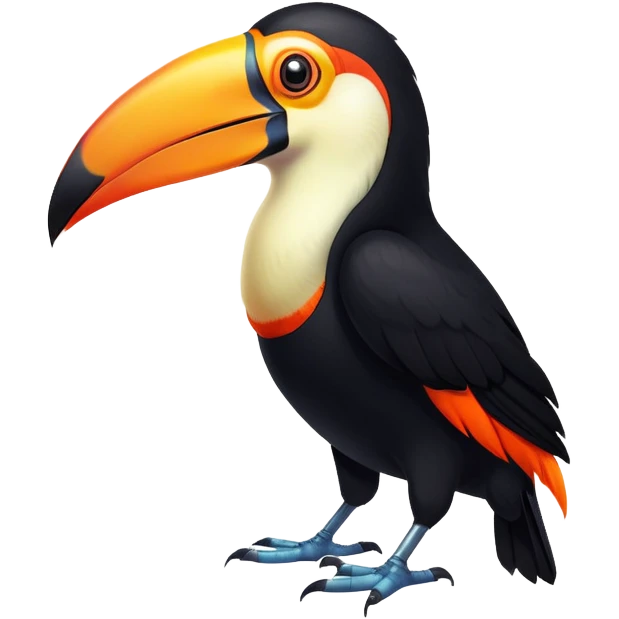 cinematic-toucan-realistic-full-body-standing-emoji,-sleek-black-feathers-contrasting-with-its-massive-bright-orange-beak,-head-tilted-dramatically,-sharp-dark-eyes-glowing-with-curiosity,-simplified-yet-realistic-focused-features,-highly-detailed,-glowing-with-an-almost-sarcastic-glow emoji