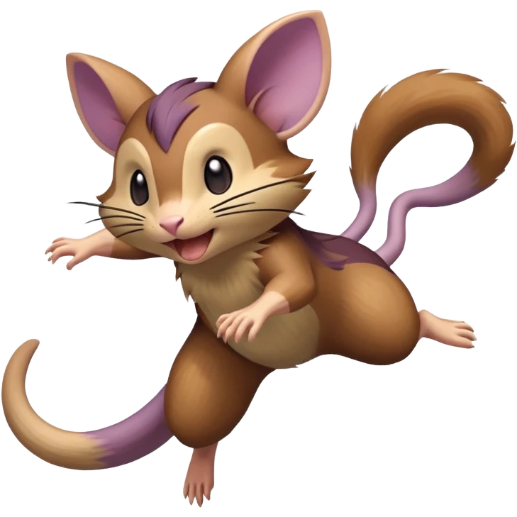 Rattata, leaping in mid-air, dynamic action pose emoji