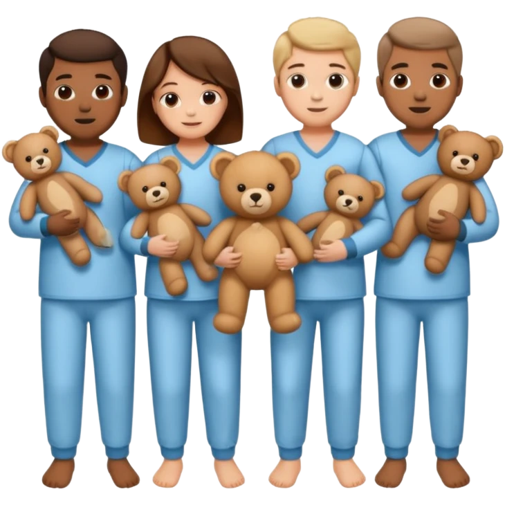 people wearing pajamas and holding a teddy bear emoji