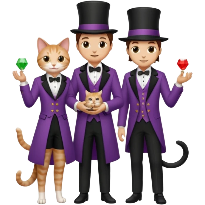 magician couple and their pet cat emoji