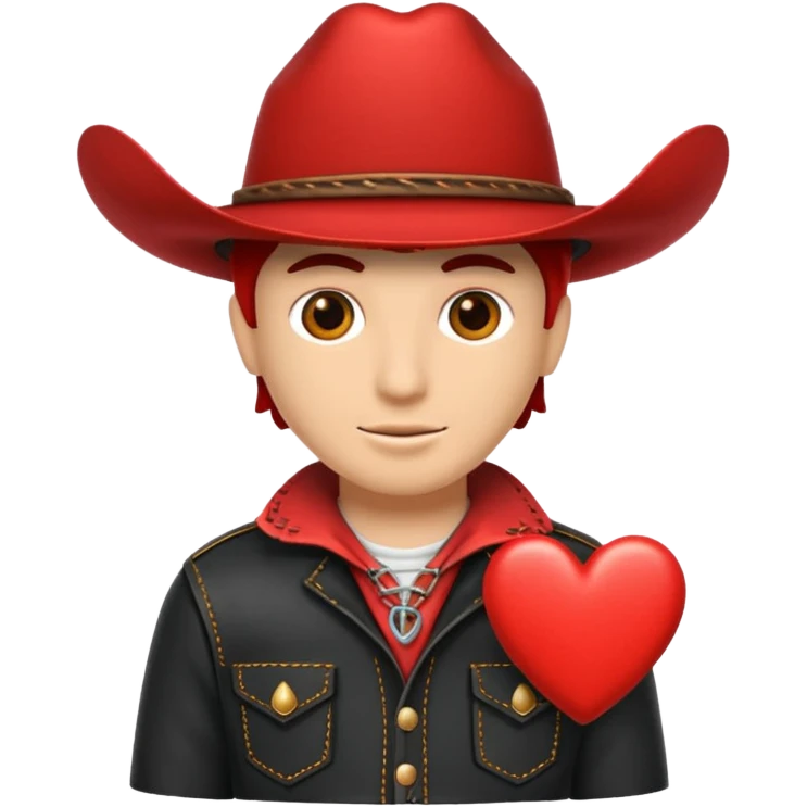 Puedes hacer el órgano conocido como corazón de humano con  un sombrero de vaquero color negro encima emoji