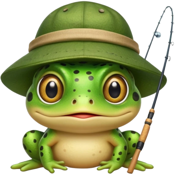 An adorable toad fishing emoji