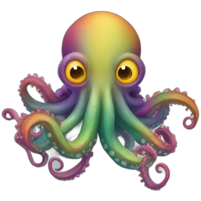 a multi-colored kraken who is afraid emoji