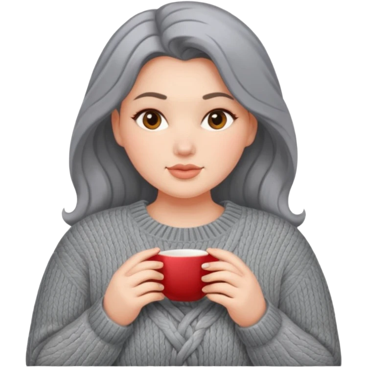 Design a woman’s grey sweater for a voluptuous woman. Only design the sweater. Remove the woman emoji