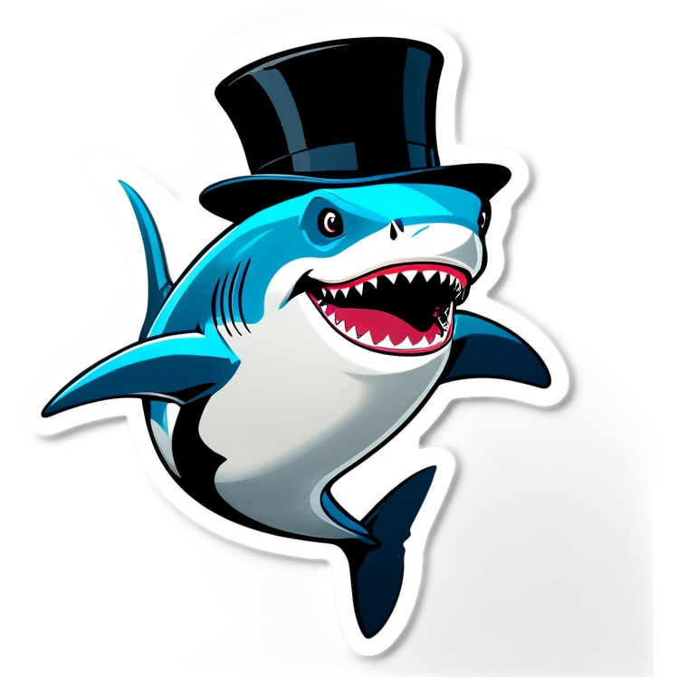 Shark with a top hat emoji