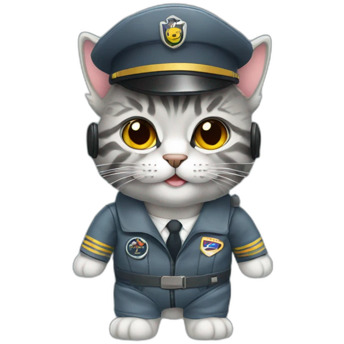 grey fluffy tabby dressed as pilot of plane emoji