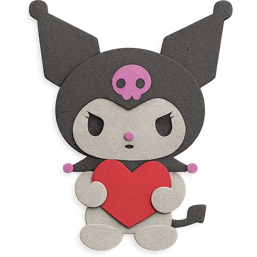 Kuromi holding a heart emoji
