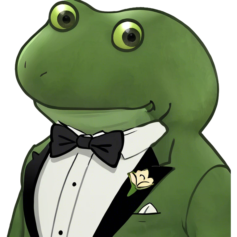 handsome bufo wearing a tuxedo  emoji