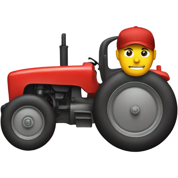 Hubby driving a red tractor  emoji
