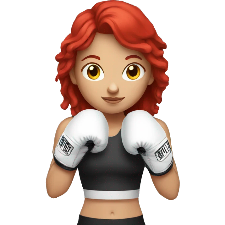 Boxing girl, red hair, white skin, red boxing gloves emoji