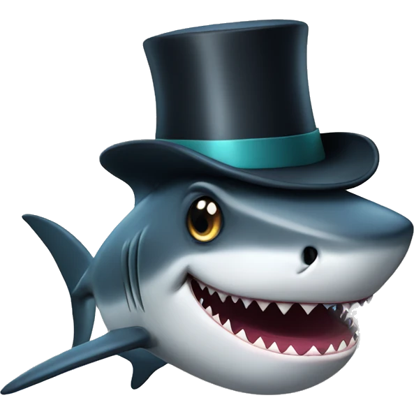 Shark with a top hat emoji