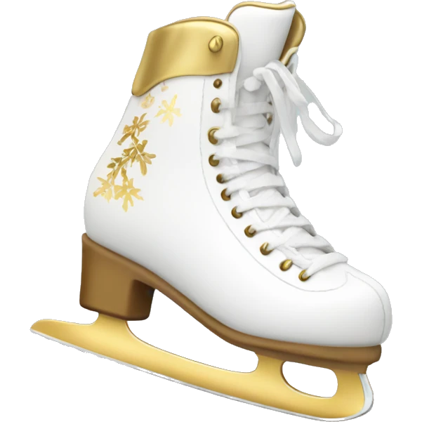 Mini white ice skates with gold detailing  emoji