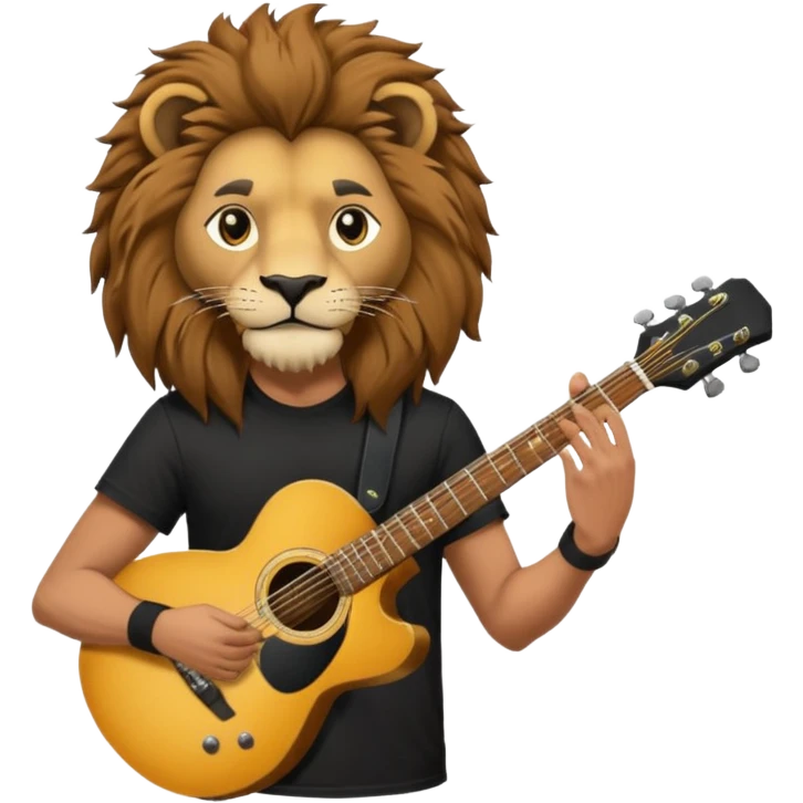 guitar rock player, lion head emoji
