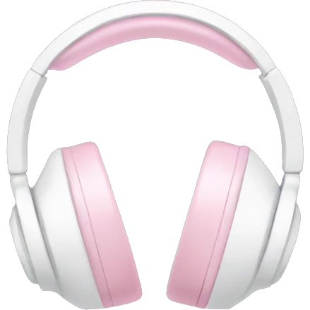 white headphones with light pink bows emoji