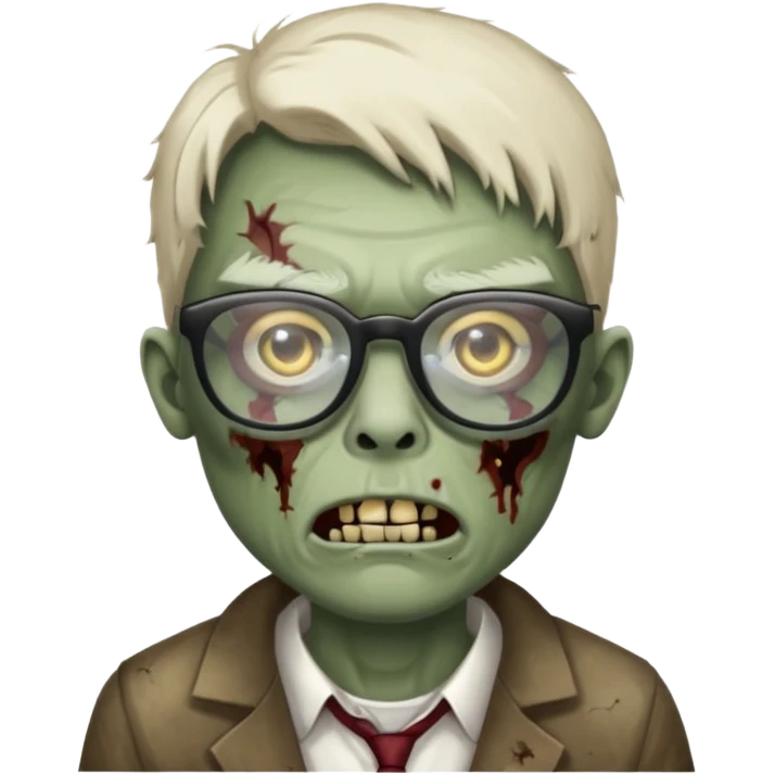 Zombie with broad glasses more visible glasses, some difference between zombie and glasses, half body emoji