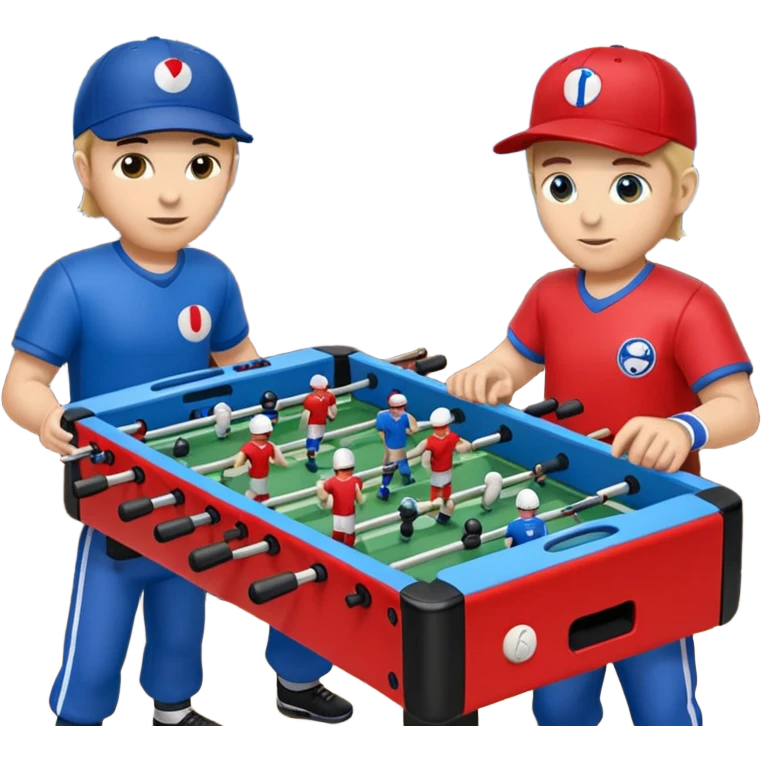 Make Foosball emoji only 2 players in the same bar, one blue and one red emoji