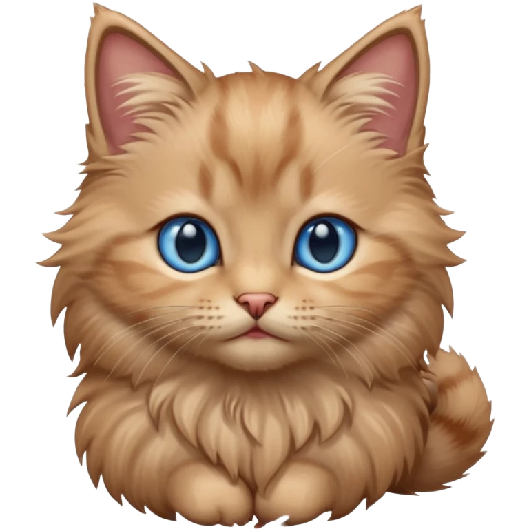 light brown fluffy kitten with blue eyes emoji