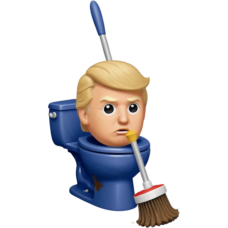 a donald trump shaped toilet brush with shit stains emoji