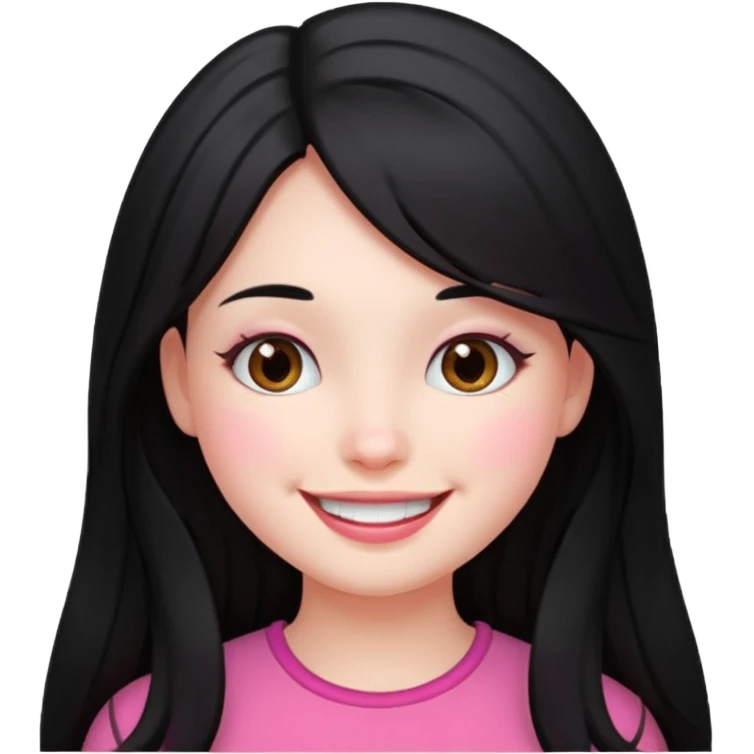 Clean girl long and black Hair and pink Cheek emoji