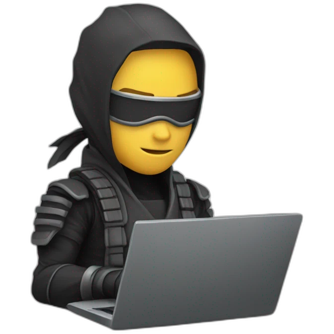 ninja programmer with laptop close up emoji
