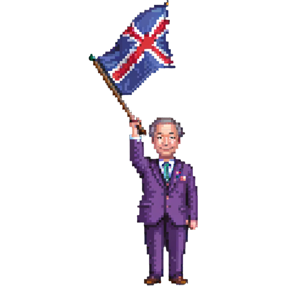 Nigel Farage waving a flag emoji