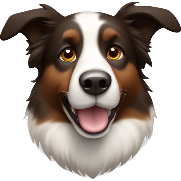 Border collie dog with big ears, black face and brown eyebrows and cheeks emoji