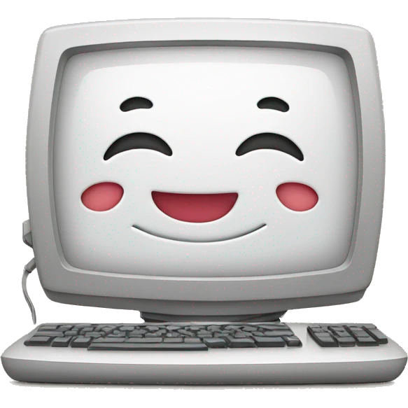 Cute computer which on the screen with a happy broad smile emoji