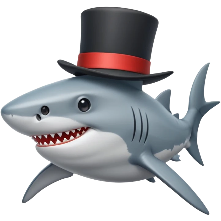 Shark with a top hat emoji