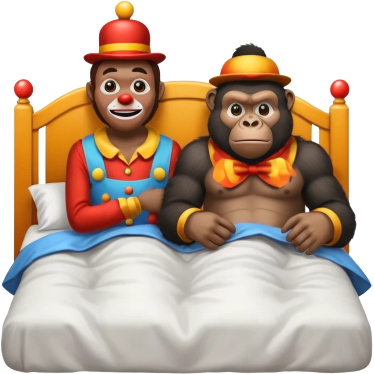 clown and gorilla in bed  emoji