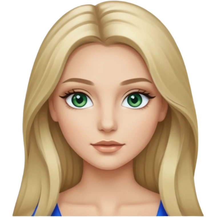 Natural Blonde balayage long hair White young women with blue-gray-green eyes Long lashes and make Up  emoji