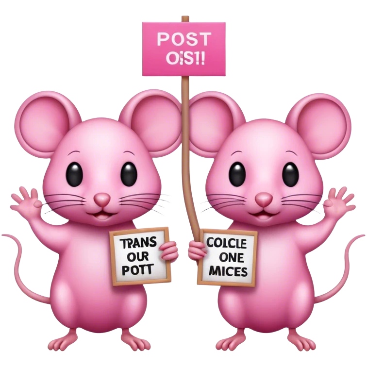 Transgenic mice with protest signs emoji