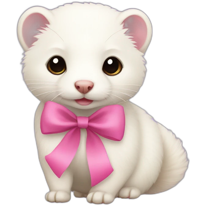 white ferret with pink bow emoji
