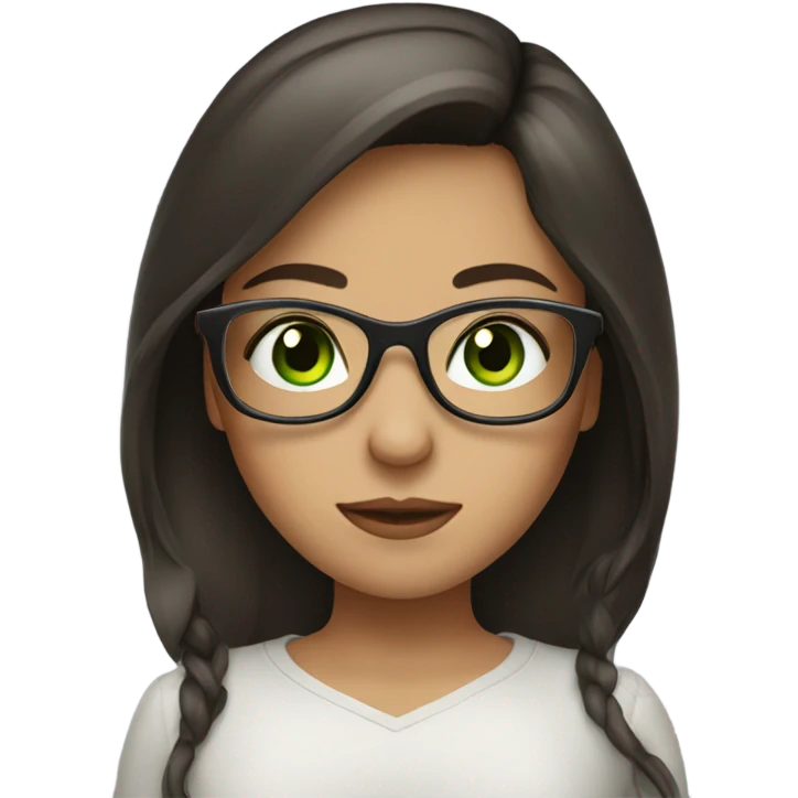 A brunnete girl wearibg glasses and has green eyes emoji