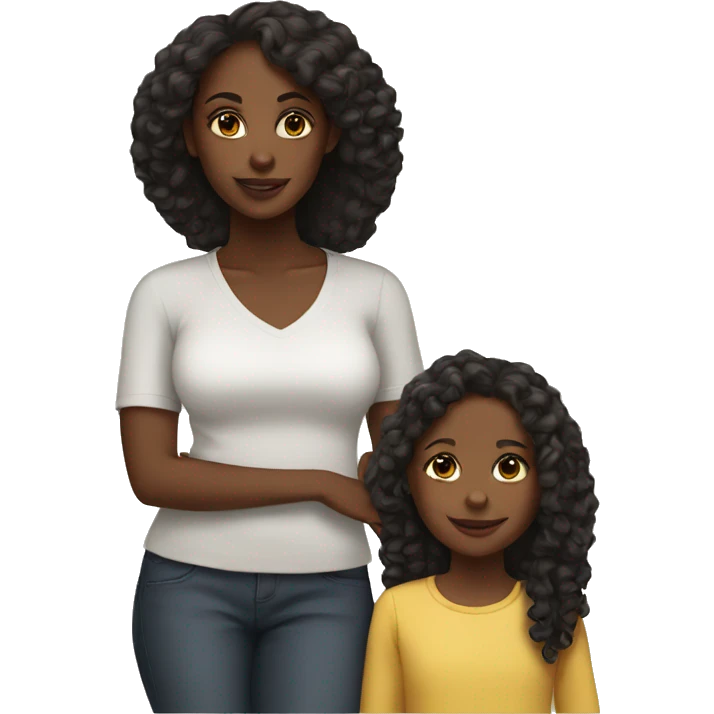 black girl with daughter emoji