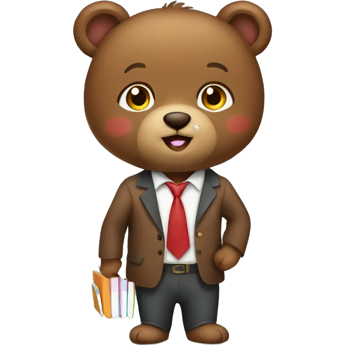 Cute Brown bear animal dressed as a teacher emoji emoji