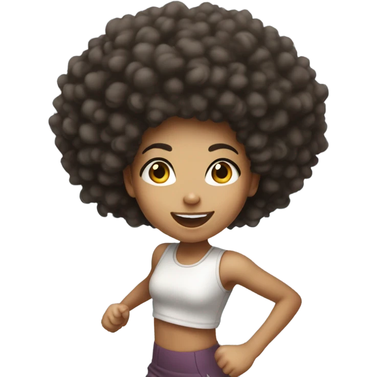 Light skin girl with Afro running  emoji