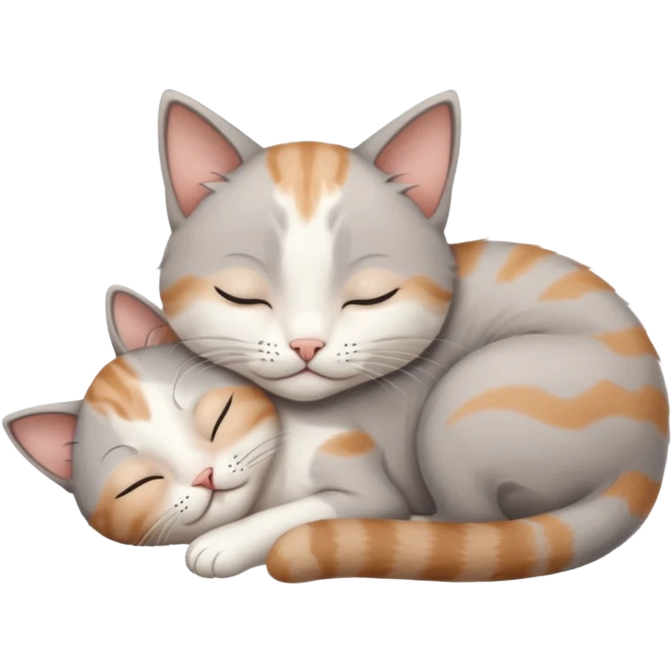 grey and white small cat with eyes closed lying down upside down tightly hugging its own face emoji