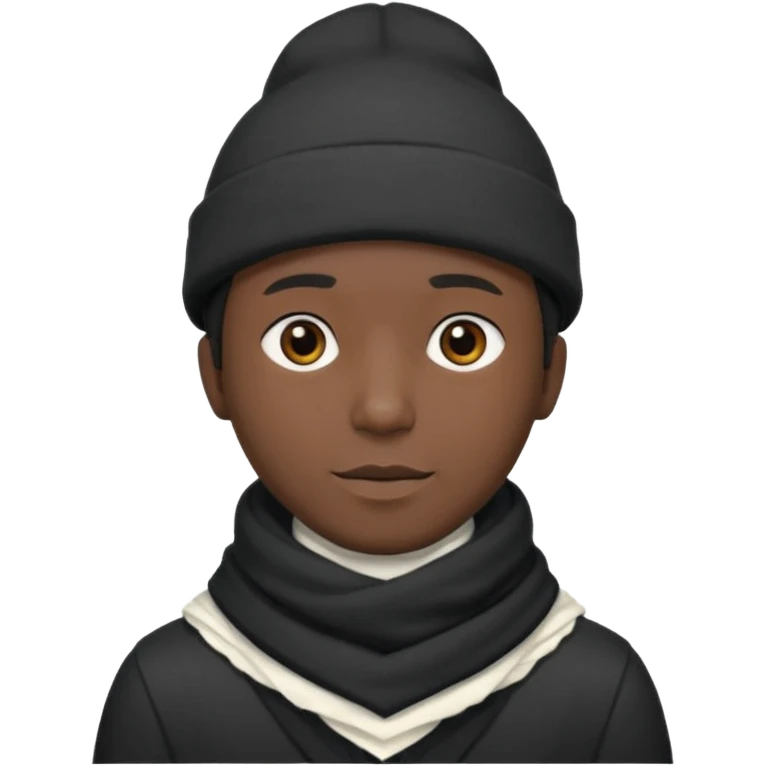 A guy with a triangle body with no arms and legs then his head is a perfect circle and his head is also black then give him a hat that doesn’t go behind his head, and last but not least give him a white scarf, NO BLACK THE COLOR FOR HIS HEAD emoji