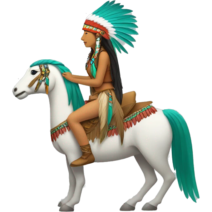Native American Woman Riding a Quetzal that from a side profile  emoji
