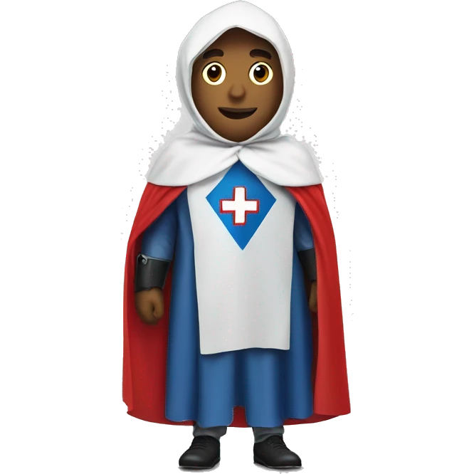 hero with swiss life insurance logo on his cape emoji