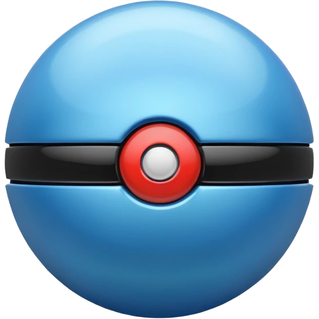 blue pokeball emoji, top half is a more saturated blue, bottom half is white, black stripe, with a metallic sheen emoji