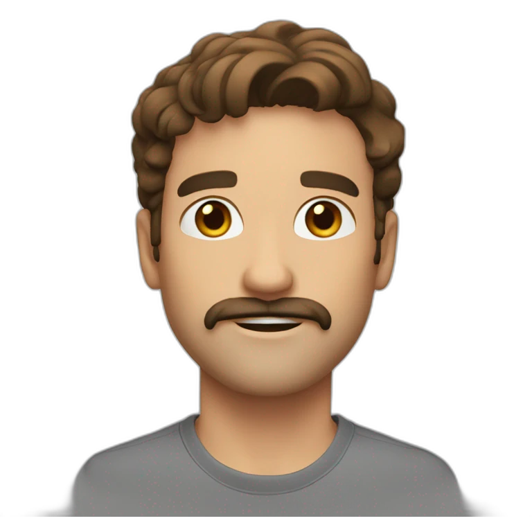 Videographer brown hair bo mustache no glasses about 35 years old emoji