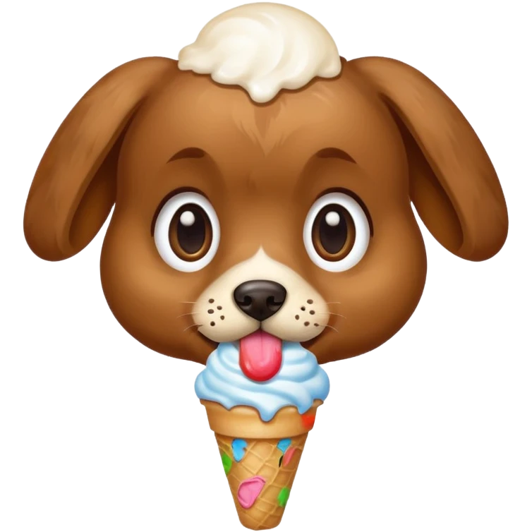 Puppy with big eyes eating ice cream  emoji