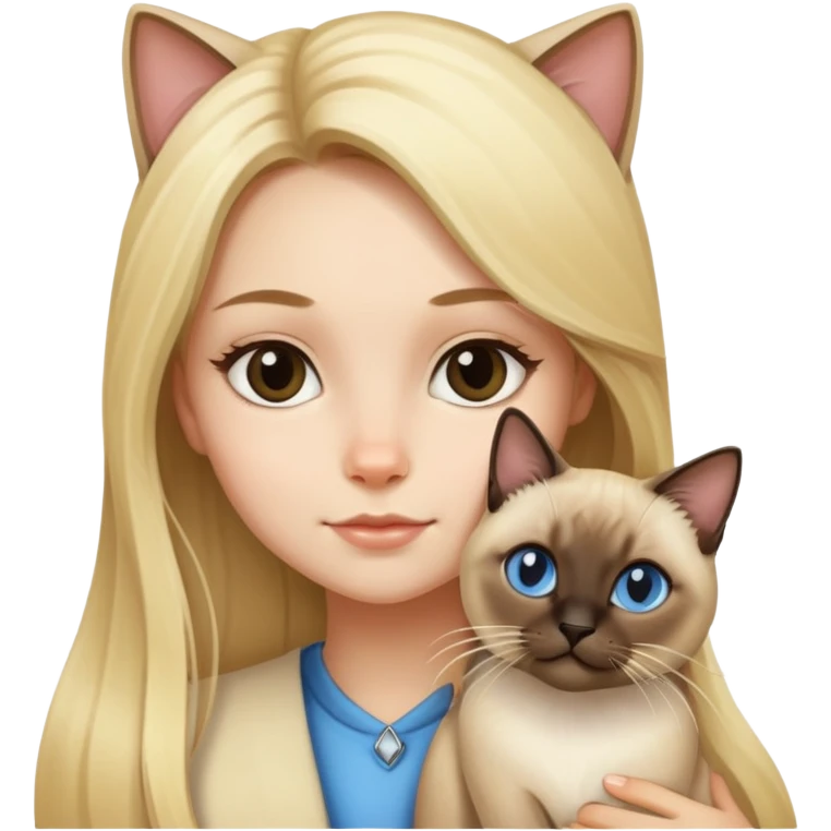 girl with blond long hair with a Siamese cat emoji