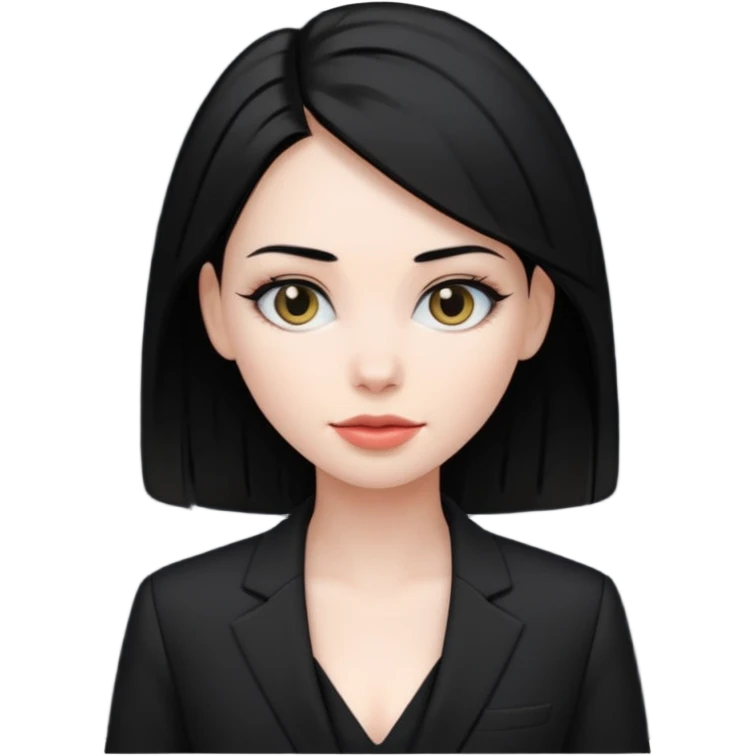 👩🏻‍⚖️ i need an image like this for a political analays with black hair and blck open necked suit emoji