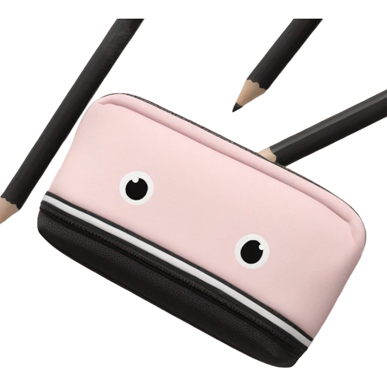 pink pastel and black pencil case  emoji